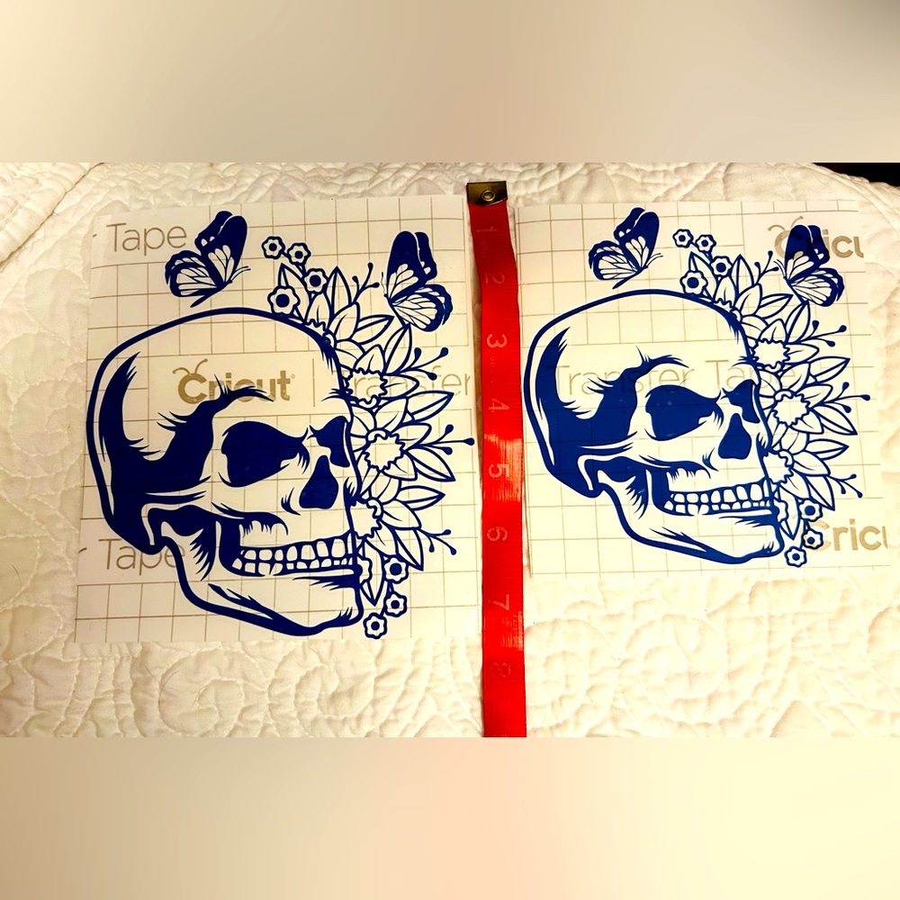 2 Royal Blue Skull Vinyl Decals